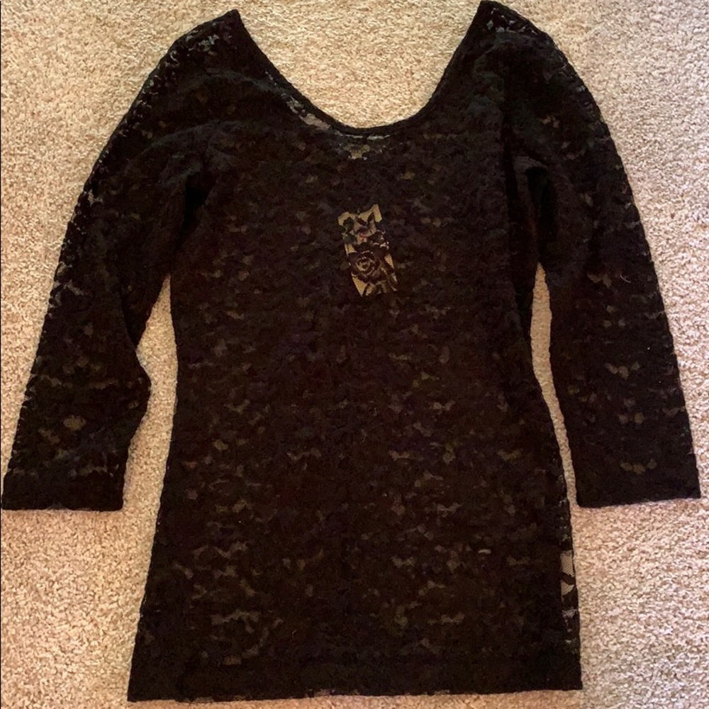 Scoop Neck Black Lace Top